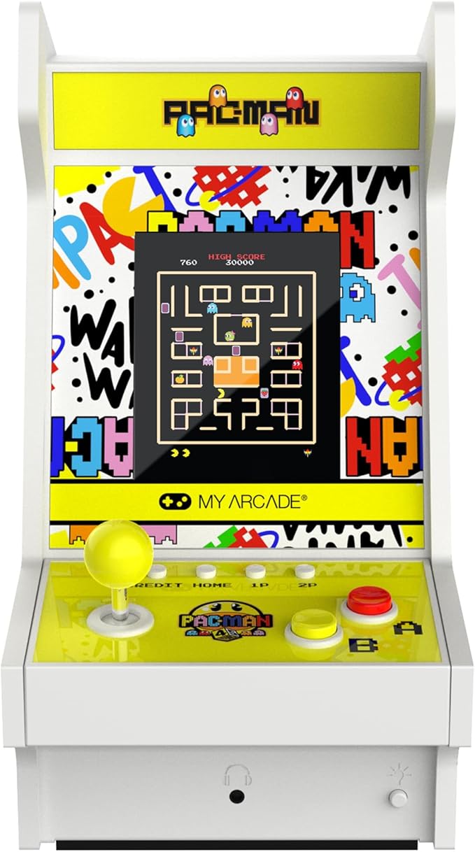 My Arcade Pac-Man 45th Anniversary Mighty Player: Pac-Man 45th Anniversary Console, Retro Games, Countertop Arcades, Illuminated Marquee, 4 Games in 1,Rechargeable Battery