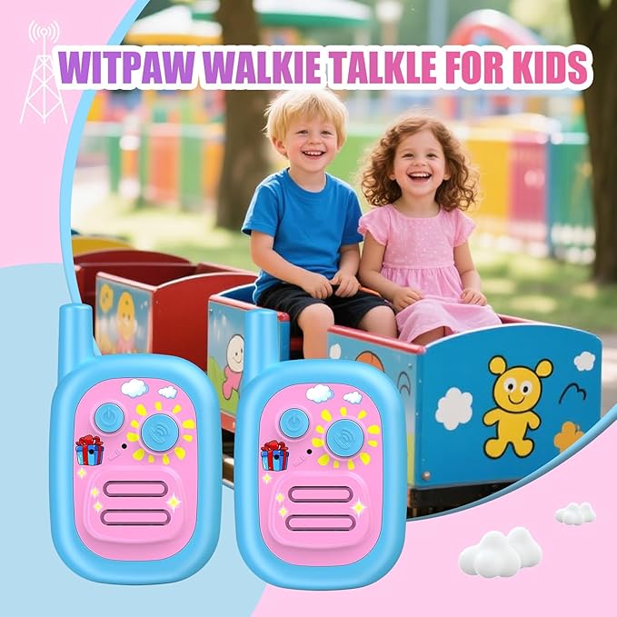 Walkie Talkies for Kids 2 Pack Rechargeable with 3 Miles Long Range, Toddler Walkies Talkies Pink Bule Toys Birthday for 3-8 Years Old Boys Girls for Outdoor Games Camping Hiking