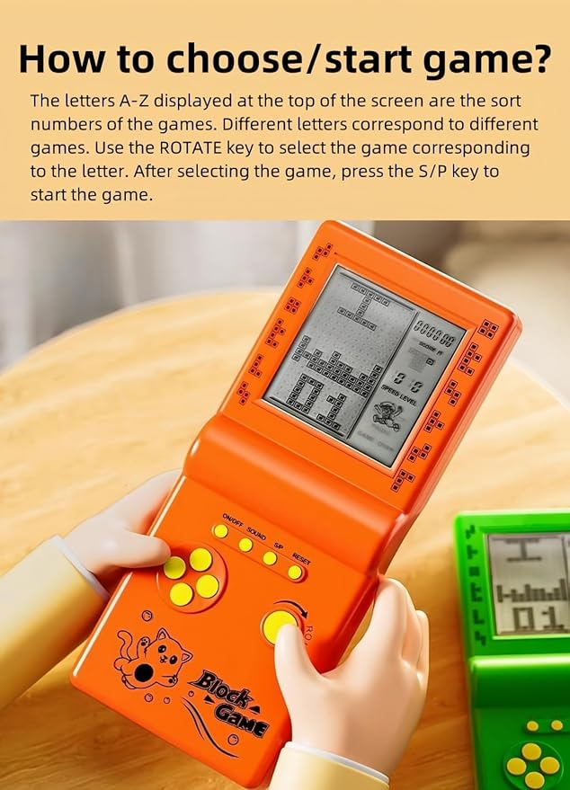 CZT Nostalgic Cube Game Console Big Screen Built-in Retro 999 in 6 Block Game Indoor/Outdoor Handheld Console Portable Electronic Brick Games Children/Students/Boyfriends