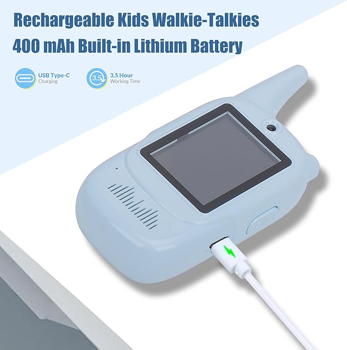 Video Walkie Talkies for Kids 2 Pack, Rechargeable Handheld Kids Walkie Talkies Fun Toys with Camera and Video Screen Display for Child Age 3-12 Family Games, Indoor, Outside, Camping, Hiking