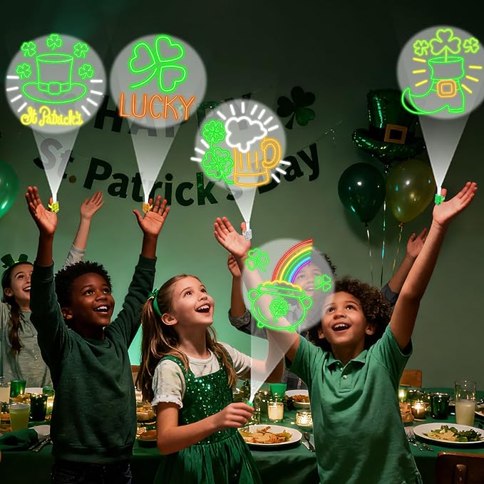36Pcs St. Patrick's Day LED Finger Lights Shamrock Gold Coin Party Favors Glow in the Dark Light Up Finger Lights Themed Toys Bulk for Birthday Party Goodie Bag Stuffer Birthday Gifts Classroom Prize