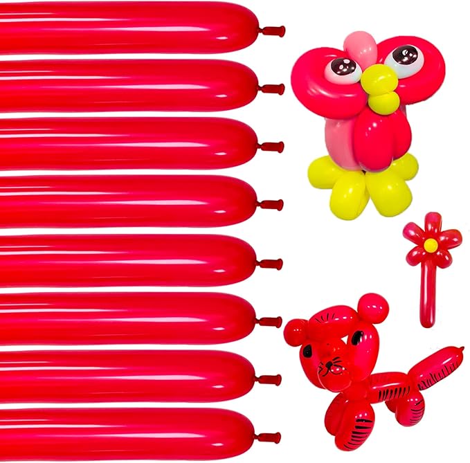100pcs Red 260 balloons, Thickening Latex Long Twisting Balloons for Animal Model for Halloween Xmas Presents, Animal Shape Weddings, Birthdays Clowns.