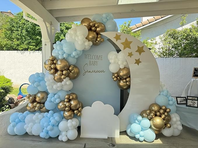 Paready Blue Balloons Set, 50 Blue & Gold Balloons, 12 Inch Metallic Blue & Gold Confetti for Boys Birthday, Boho Wedding & Graduation
