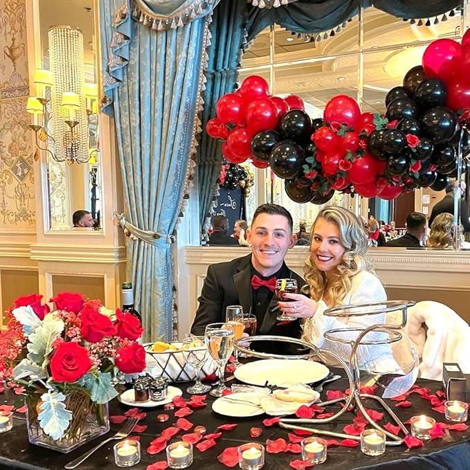 Red Black and Gold Party Balloons, Black and Red Latex Balloons 50 Pcs 12 inch Red Black Gold Balloons For Graduation Hollywood Casino Wedding Party Decoration