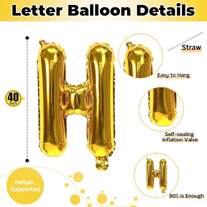 40 Inch Gold HOME Balloon Letters for Housewarming Party Decorations, Large Metallic Gold Chrome New Home Sweet Welcome Balloon Banner Sign for Real Estate Open House Warming Homecoming Party Decor