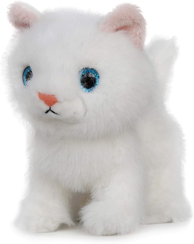 Ice King Bear Fluffy Little Cat Stuffed Animal Small Plush Toy 6 Inches (White)