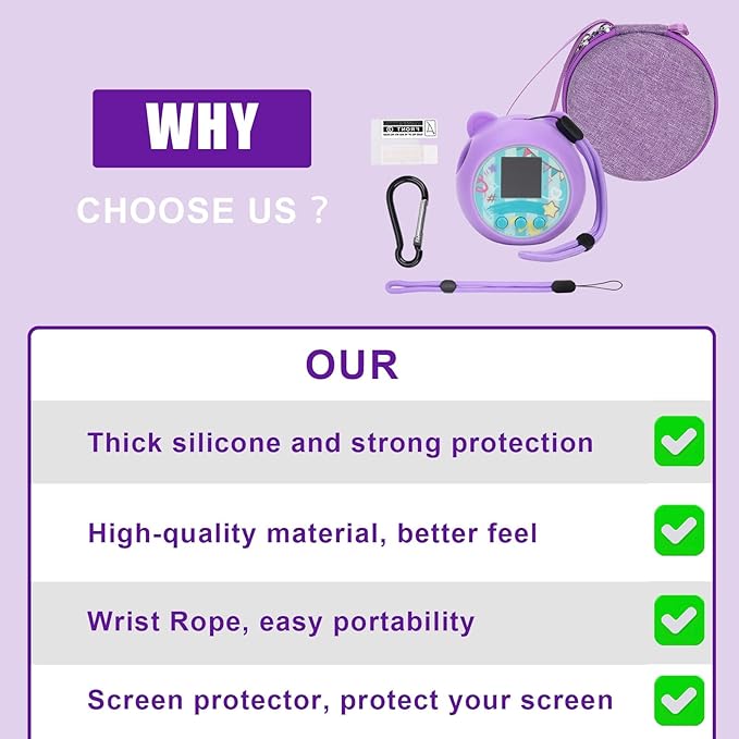 YouKnow Silicone Case Compatible with Punirunes Interactive Digital Toy, Protective Skin Sleeve for Punirunes Virtual Electronic Pets Accessories (Case Only) (Purple)