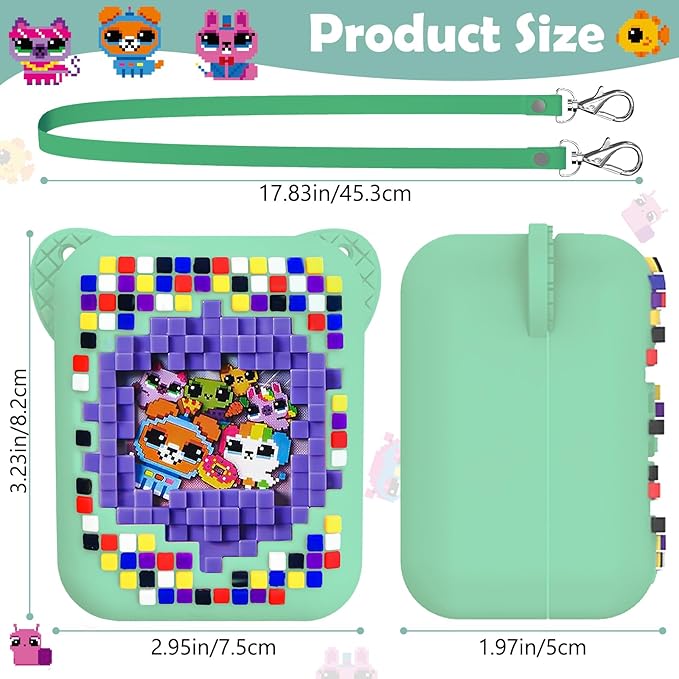 Bitzee Interactive Toy Digital Pet and Case, Silicone Accessory Box for Kids Electronic Virtual Pets (Green)