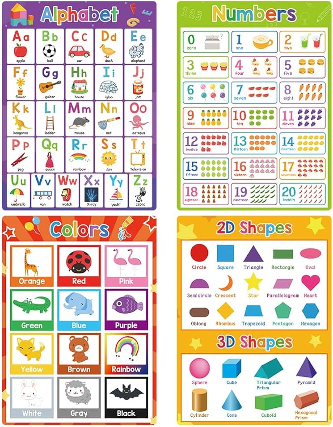 Lachilly Pre-Primer Fun Learning Poster Flash Cards - Perfect for Toddler Education, Pre-K and Kindergarten Learning Activities, Suitable for Autistic Children and Primary School Kids, 10 Sheets