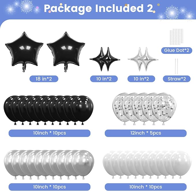 24th Birthday Decorations for Boys Girls, Silvery and Black Happy 24th Birthday Banner ,Number 24 Balloons Arch Kit for 24 year old Birthday Party Decorations.