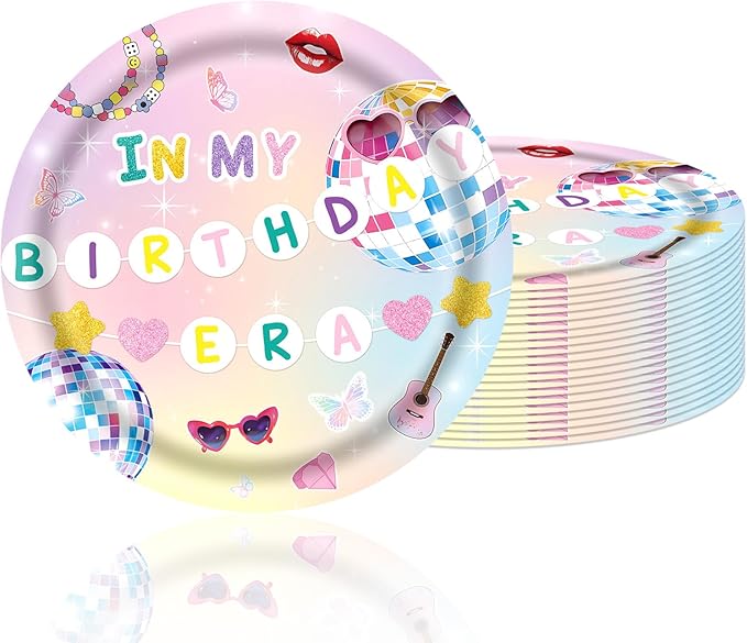 In My Birthday Era Paper Plates 9 Inch Disposable Plates | Singer Music Themed Party Supplies for Girls Women Birthday Party Decoration, Friendship Bracelet Party Supplies