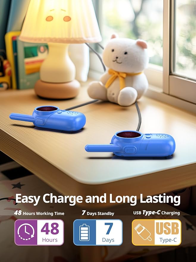 Walkie Talkies for Kids Rechargeable, 3 4 5 Year Old Boy Girl Gifts, 2 Pack Birthday Gifts for 3 4 5 6 7 8 Year Old Boys, Toddler Toys for Indoor Outdoor Games