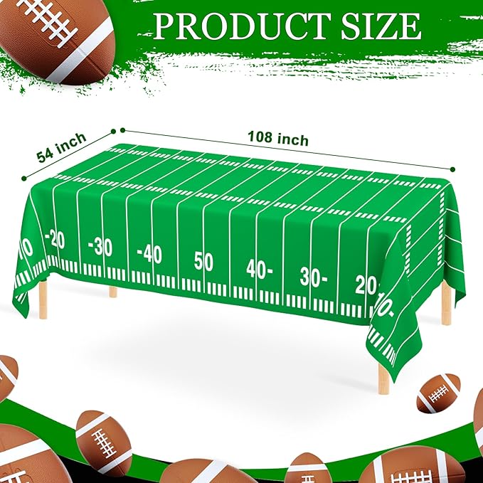 WNINK 4 Pack Football Tablecloths Party Decorations, Plastic Table Cover for Football Themed Birthday Party Football Games Decorations - 54 X 108 Inch