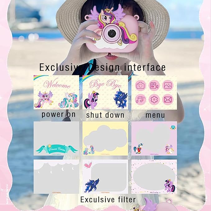 My Little Pony Princess Series Children's Cameras，Digital Point & Shoot Cameras with Bracket, Christmas Birthday Gifts Girls Boys Age 3-12, Kid's Camera with SD Card，Princess Cadance