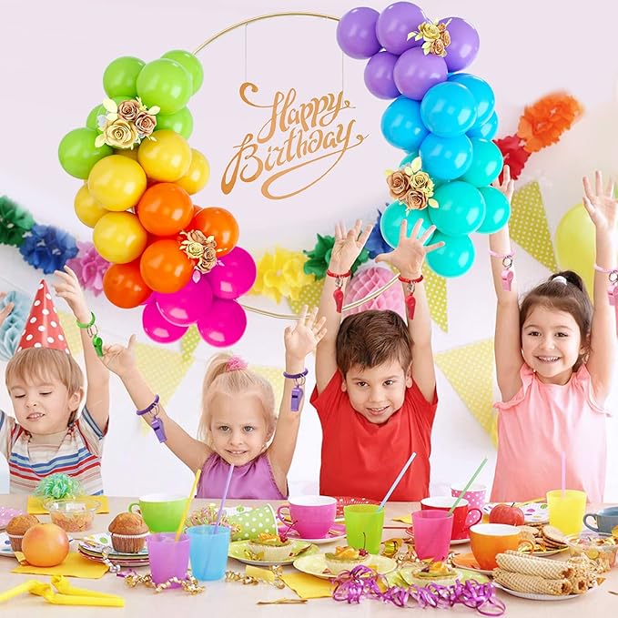 Rainbow Balloons, 50PCS Multicolor Rainbow Balloons Arch in Blue Green Purple Yellow Orange Hot Pink Latex Balloons For Birthday Wedding Baby Shower Engagement DIY Balloons Decoration Party Supplies