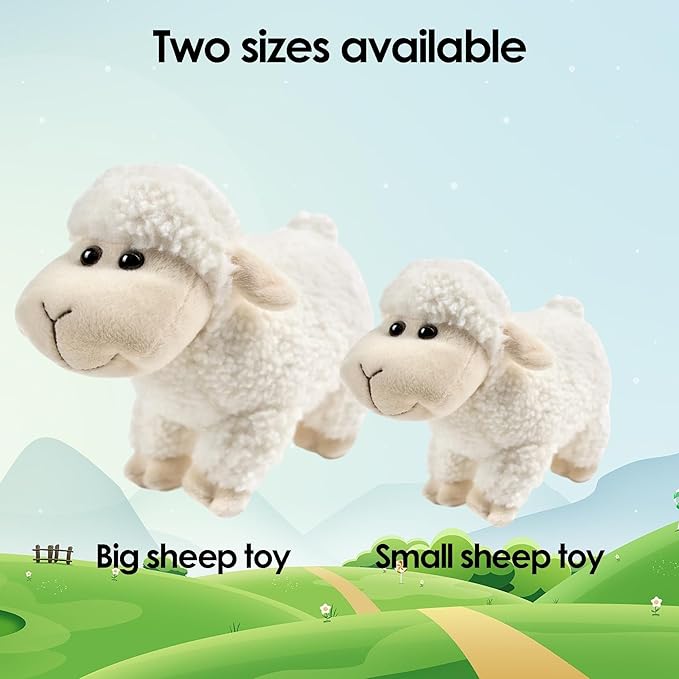 Tiny Heart Sheep Stuffed Animal, Plush Toy, Soft Lamb Kids Boys & Girls Birthday Gift, White Lamb Toys (Standing)
