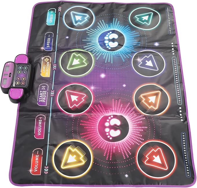 CHICIRIS Electronic Dance Mat for Kids, Built in Music Interactive Dance Game Pad with Dual Player Mode for Home Use, Polyester Fiber Material