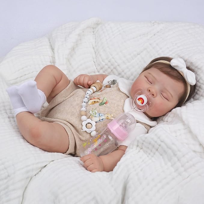 CHAREX Lifelike Reborn Baby Dolls - 22 Inch Sleeping Realistic Newborn Baby Girl with Soft Weighted Cloth Body, Real Life Baby Doll Peaches with Realistic Veins, Doll Gift Set for Kids Age 3+