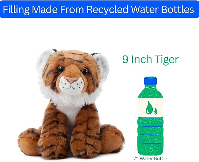 The Petting Zoo Tiger Stuffed Animal, Gifts for Kids, Wild Onez Zoo Animals, Tiger Plush Toy 9 inches (Pack of 2)