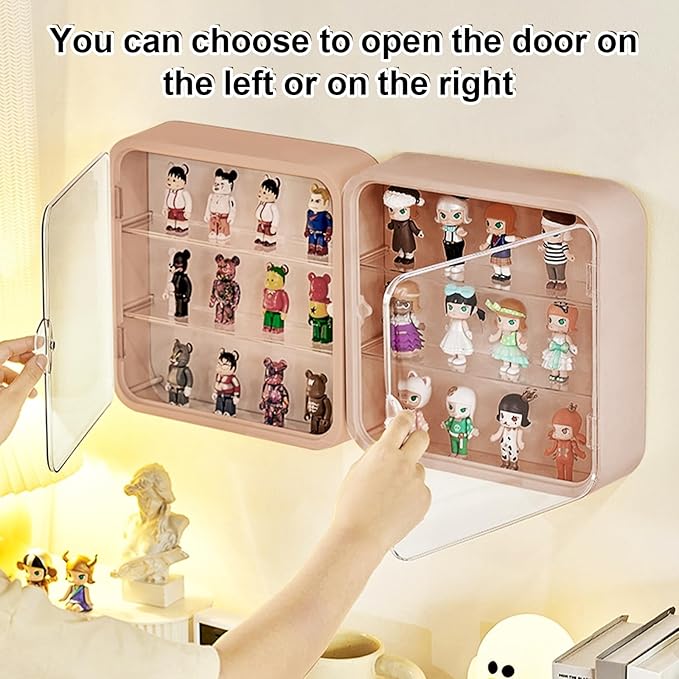 Miniature Display Case for Collectibles Figures, Clear Display Box with Shelves, Wall Mounted or Desktop Plastic Organizer Acrylic Display Storage Case for Rock Stone Mini Figure, 12 Inch