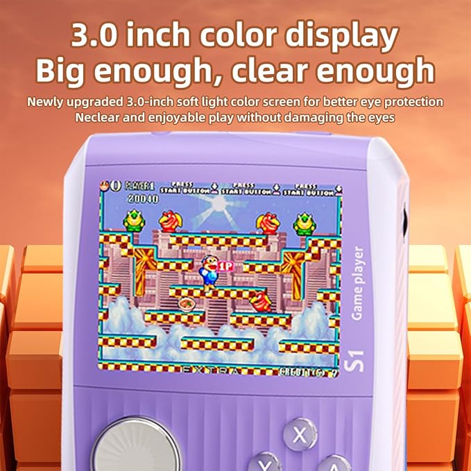Portable Handheld Games Retro Mini Video Games，Handheld Game Console with 666 Classical FC Game 3.0" Color Screen，Birthday for Boys Girls and Adults (S1-Purple)