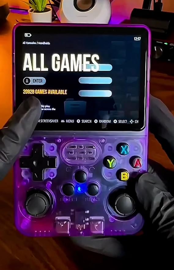 R36S Retro Handheld Game Console 128GB – 20,000+ Games, 3.5” HD IPS Screen, Portable Arcade Gaming System, 4000mAh Battery, Dual Joystick, Expandable Storage Retro Video Game Console (Skeleton Purple)