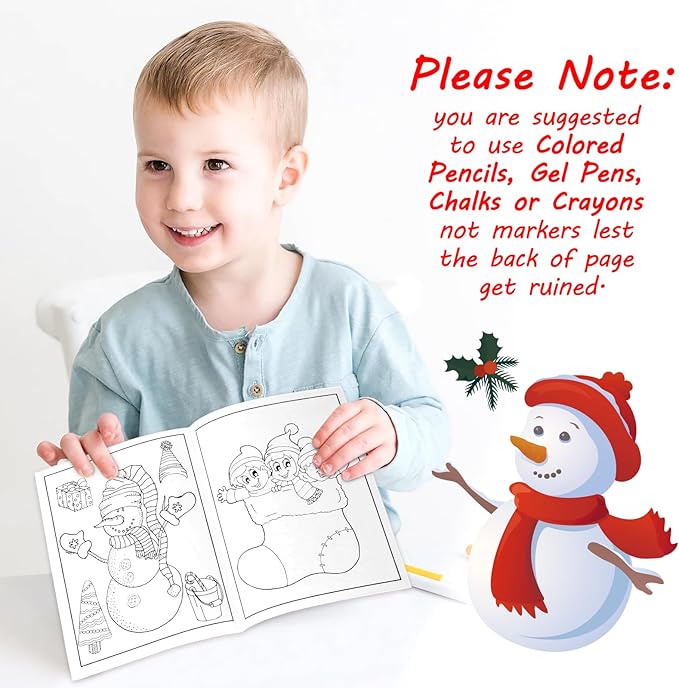 90shine 54Pcs Christmas Coloring Books for Kids Bulk: Xmas Stockings Goodie Bags Stuffers Winter Party Favors Gifts Holiday Class Activity Supplies
