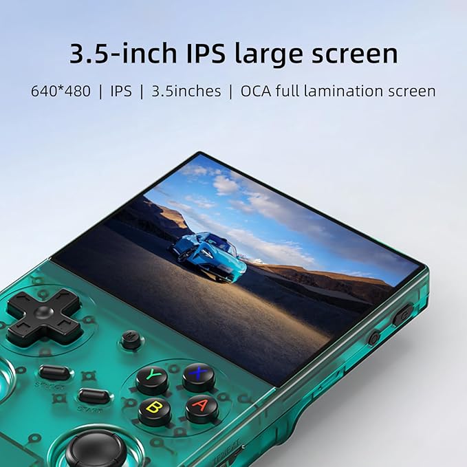 RG35XX Pro Retro Handheld Game Console 3.5-inch IPS Screen 64GB Card RG35XX Pro Linux OS Player 3200mAh Battery Compatible with Bluetooth WiFi RG35XXPro Teal T