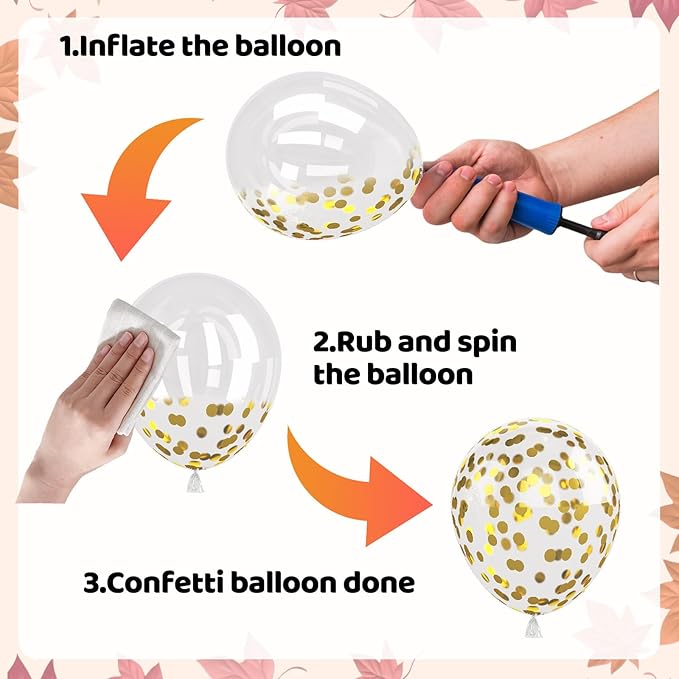Fall Balloons,12 Inch Brown Burnt Orange Nude Champagne Gold and Confetti Balloons for Fall Baby Shower Autumn Birthday Wedding Halloween Thanksgiving Party Decorations