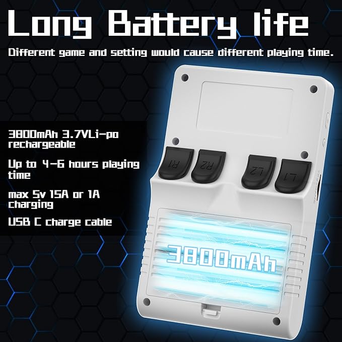 FHYRGF[30000 in 1] R40S PRO Handheld Game Console 3.5 inch IPS Screen Mini Retro Console 3800mAh Portable Pocket Arcade 12+ Mainstream Emulator 256G TF Card Transparent.(White)