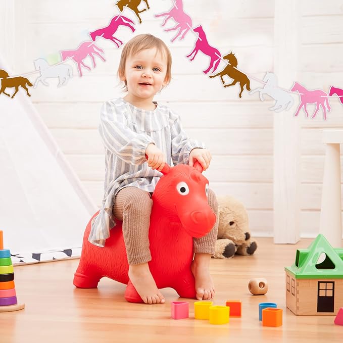 Tegeme 2 Pieces Horse Garland Banner Pink Horse Banner for Birthday Cute Felt Supplies for Pony Club Decorations Racing Birthday Wedding Party Hanging Decoration Supplies