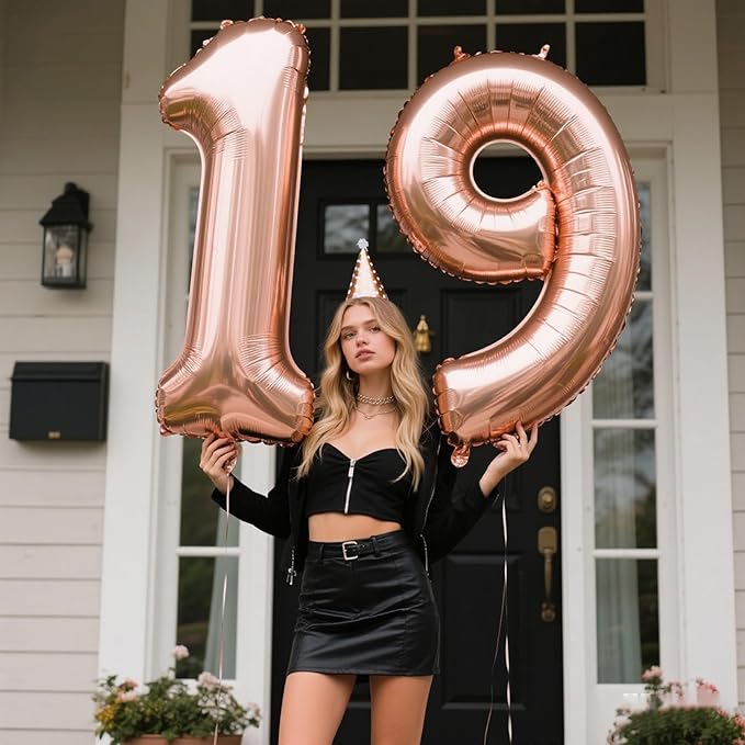 Rose Gold Number 9 Balloon 40 Inch 9 Number Balloons Giant Nine Years Old Foil Mylar Helium Large Digital Balloon Champagne Gold Birthday Numbers 19 29 90 Anniversary Events Party Decorations Supplies