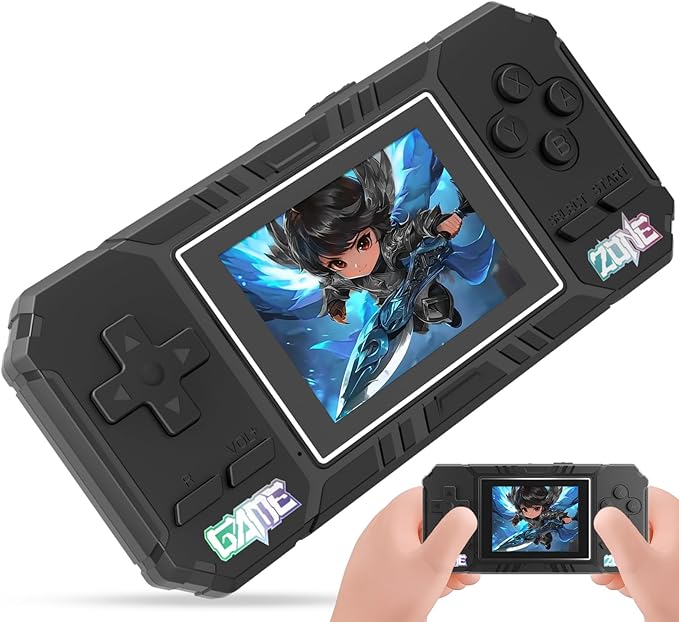 JKV Handheld Game Consoles - 520 Retro Classic Video Games, 1020mAh Rechargeable Battery 2.8" HD Screen, Portable Travel Games Mini Arcade Pocket Player, Support TV, Present for Kids & Adults (Black)