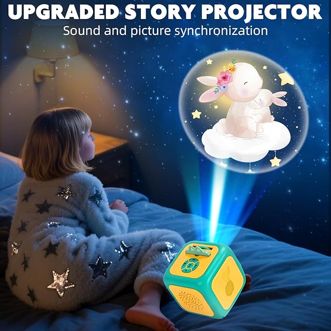 Eduboy Kids Story Projector for Toddlers,Story Dream Machine Storybook Projector with Educational Stories Music, Auto-Off Nightlight,Aged 3+ Bedtime Learning Toy Birthday Gift for Kids Girls Boys