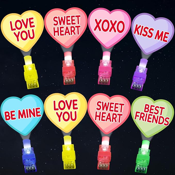 36 PCS Valentine's Day LED Finger Lights Love Heart Party Favors Glow in the Dark Light Up Finger Lights Themed Toys Bulk for Birthday Party Goodie Bag Stuffer Birthday Gifts Classroom Prize