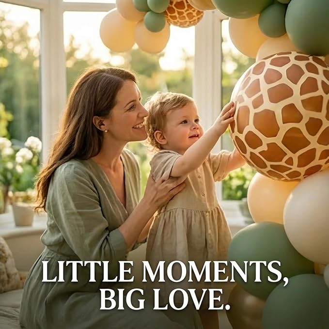 Safari Balloon Garland Kit with Sage Green sand White Gold and Jungle giraffe animal print balloons for Woodland Themed Giraffe Wedding Two Wild One Birthday Party decorations supplies
