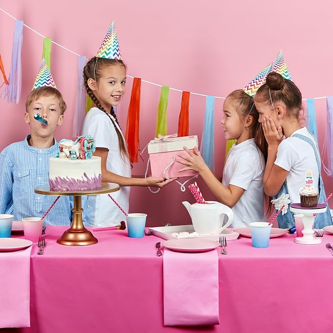 4 Pack Pink and Brown Party Tablecloth Bulks 54 x 108 Inches Disposable Plastic Pixel Gaming Tablecloth Pink Brown Table Cover for Picnic Video Game Birthday Party Supplies