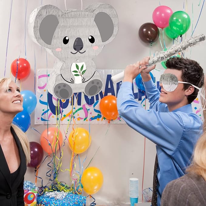 Koala Piñatas for Birthday Party Safari Animal Piñata with Stick, Blindfold, Confetti for Adults Birthday Baby Shower Party Supplies