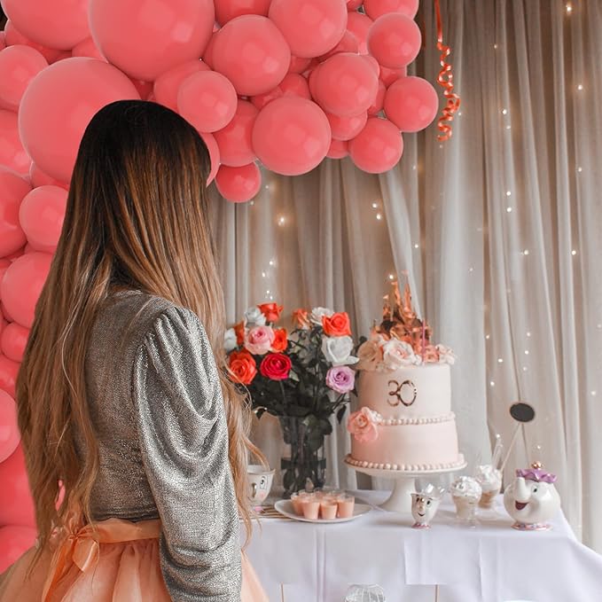 134Pcs Coral Red Balloons Different Sizes 5 10 12 18 Inch Red Balloon Latex Ballon for Birthday Wedding Baby Shower.