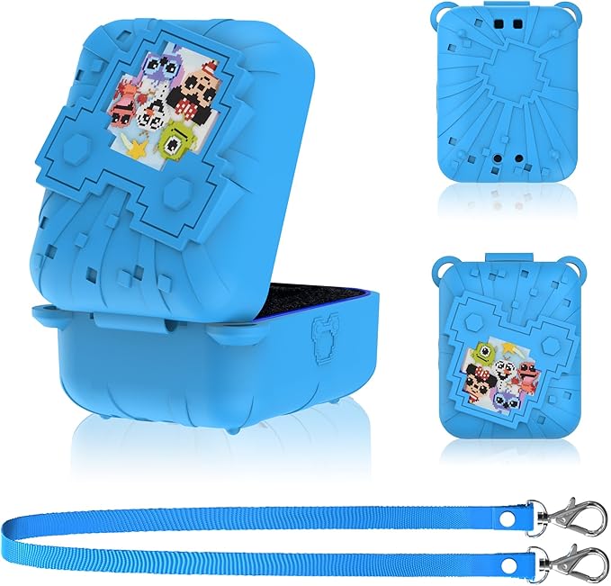 Silicone Case for Bitzee Disney Interactive Toy, Anti-Scratch, Washable, Shockproof Silicone Protective Cover for Bitzee Disney Interactive Toy Accessories with Lanyard - Blue