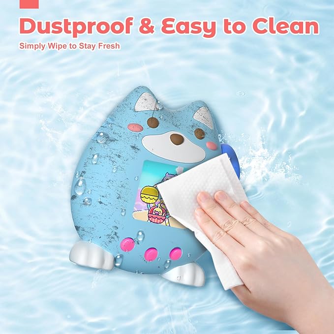 for Tamagotchi Paradise Case,Cute Standing Dog Silicone Protective Cover for Tamagotchi Paradise Electronic Pet,Waterproof Washable Shockproof Anti-Drop 360Full Protection,Puppy Style (Blue)
