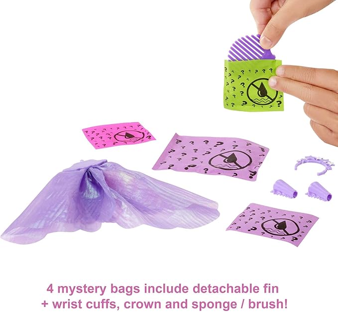Barbie Color Reveal Doll & Accessories, Rainbow Mermaid Series, 7 Surprises, 1 Mermaid Barbie Doll (Styles May Vary)