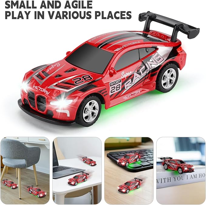 SASBSC Mini RC Toy Cars for Boys Kids Adults, 2.4GHz APP Remote Control Car with Lights and 3 Speed Modes, 1/64 Race Toy Car Rechargeable for Boys Ages 5-7 8-12,Birthday Gifts for Kids