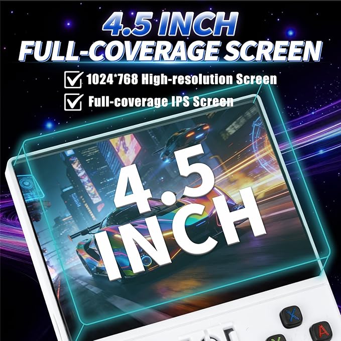2026 NEW Upgrade R36MAXPRO Retro Handheld Game Console - 4.5 Inch Ultra-Large Screen, Support 18000+Classic Games, 64G TF Card, Linux System, 4000mAh Battery, Birthday Gift for Adult - White