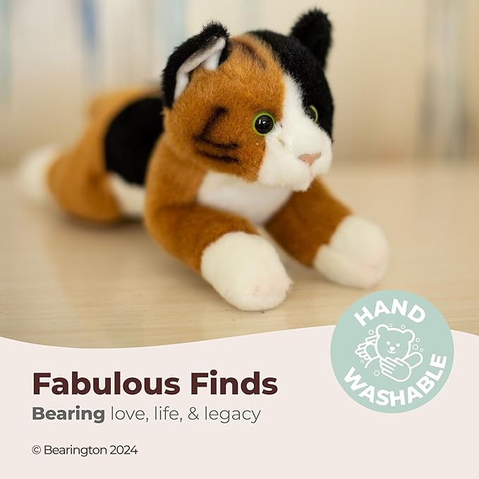 Bearington Lil' Callie Stuffed Animal - 8" Posable Kitty Plush Stuffy with Soft Tricolor Fur and Weighted Inner Bean Bags - Adorable Calico Kitten Plushie Toy and Cuddly Gift for Kids and Cat Lovers