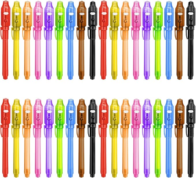 Invisible Ink Pen with UV Light, 36 Pcs Spy Pens, Party Favors for Kids 8-12 4-8, Classroom Prizes for Students, Magic Marker for Secret Messages, Party Birthday Halloween Goodies Christmas Stuffers