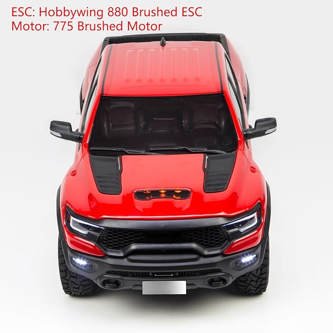 1/8 Radio Control Off Road Car 4WD 2WD Electric RC Vehicle 880 Brushed ESC 775 Brushed Motor Axle Lock Light System Hobby Grade Model for Adult Hobby(Red)