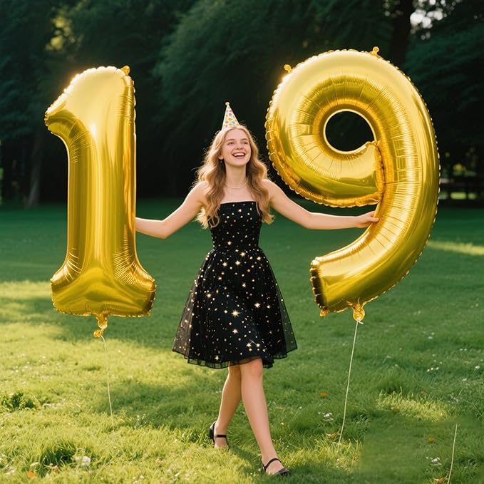 40 Inch Gold Balloon Number 1 First Birthday Jumbo Mylar Foil Helium Balloon for 10 21 31 Birthday Digital for Birthday Party Wedding Anniversary Party Decorations