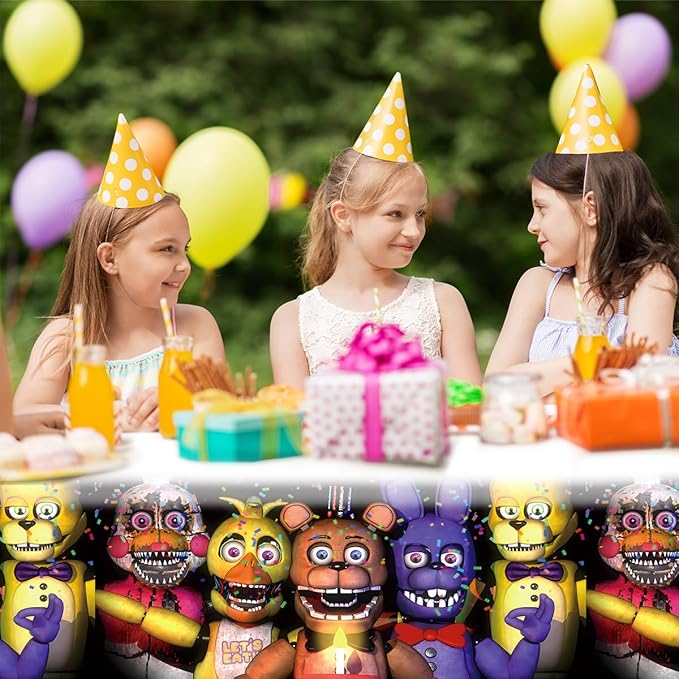 GeRRiT 2pc Party Tablecloth for Five Nights at Freddy's, Birthday Party Decoration Supplies for Five Nights at Freddy's (70" x 42")