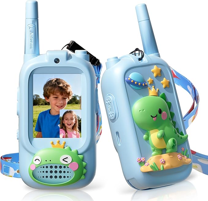 Video Walkie Talkies for Kids, Kids Walkie Talkies with Screen & Voice Changer, 1000 Feet Range, 2 Pack Rechargeable Walkies Talkies for Indoor Outdoor Games, Camping, Hiking for Boys Girls (Blue)